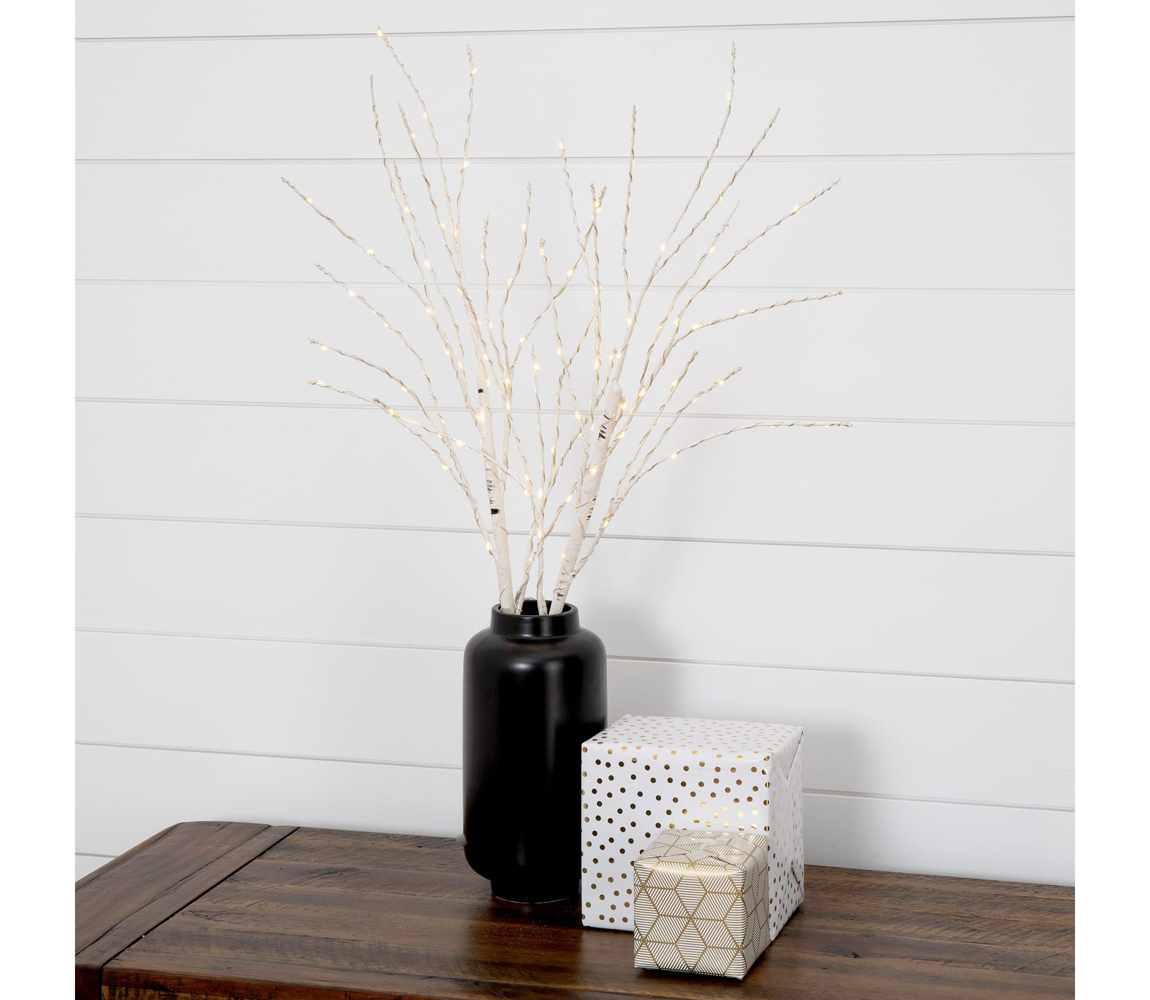 2.5-Foot Pre-Lit Artificial White Birch Branches with Warm White 100 Micro LED Lights (Set of 2)