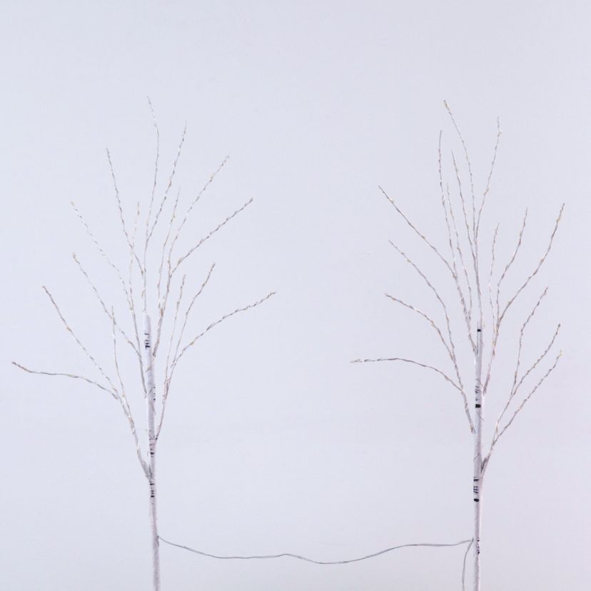 2.5-Foot Pre-Lit Artificial White Birch Branches with Warm White 100 Micro LED Lights (Set of 2)