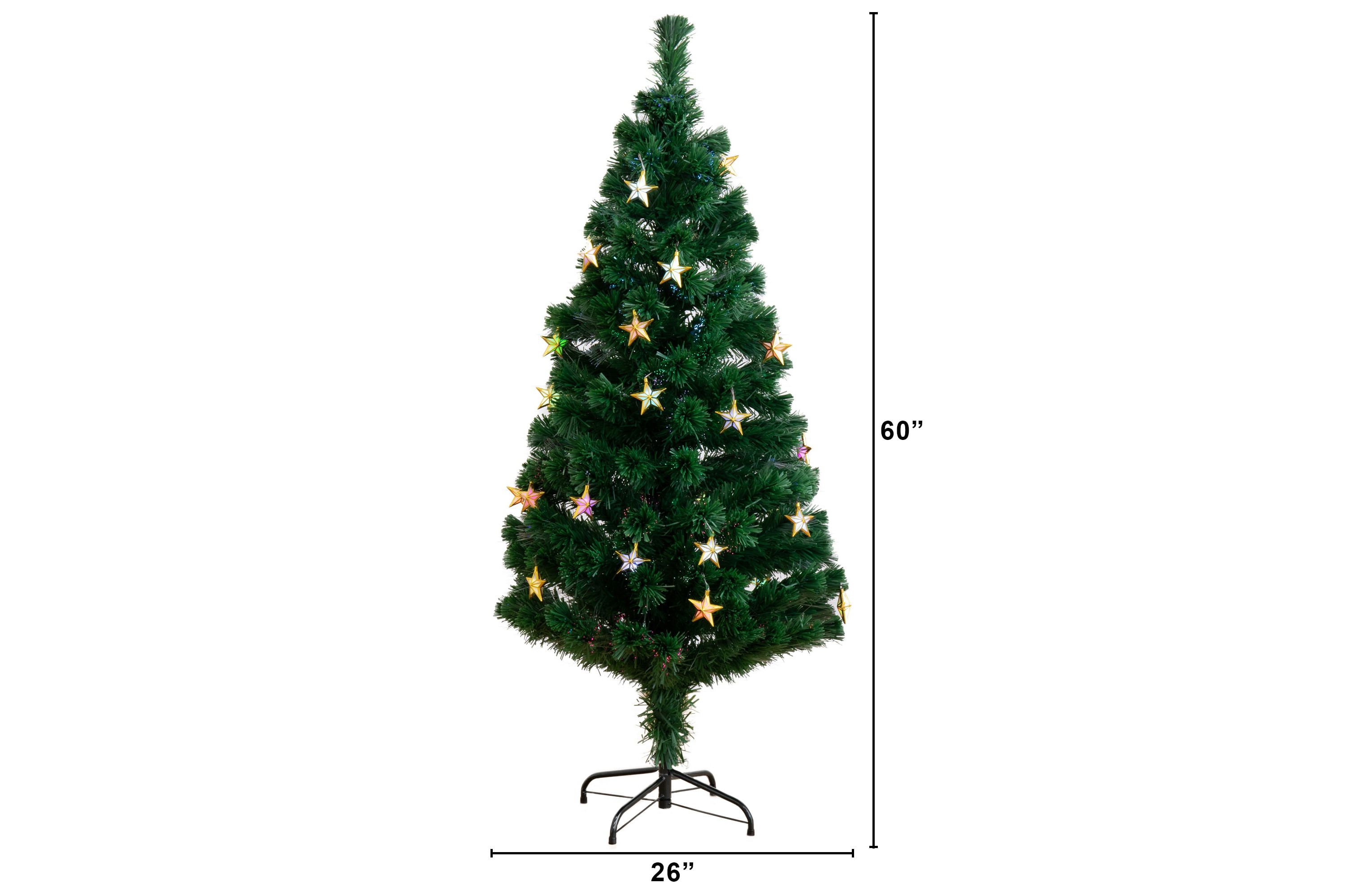 5-Foot Pre-Lit Fiber Optic Artificial Christmas Tree with 60 Colorful Star-Shaped LED Lights
