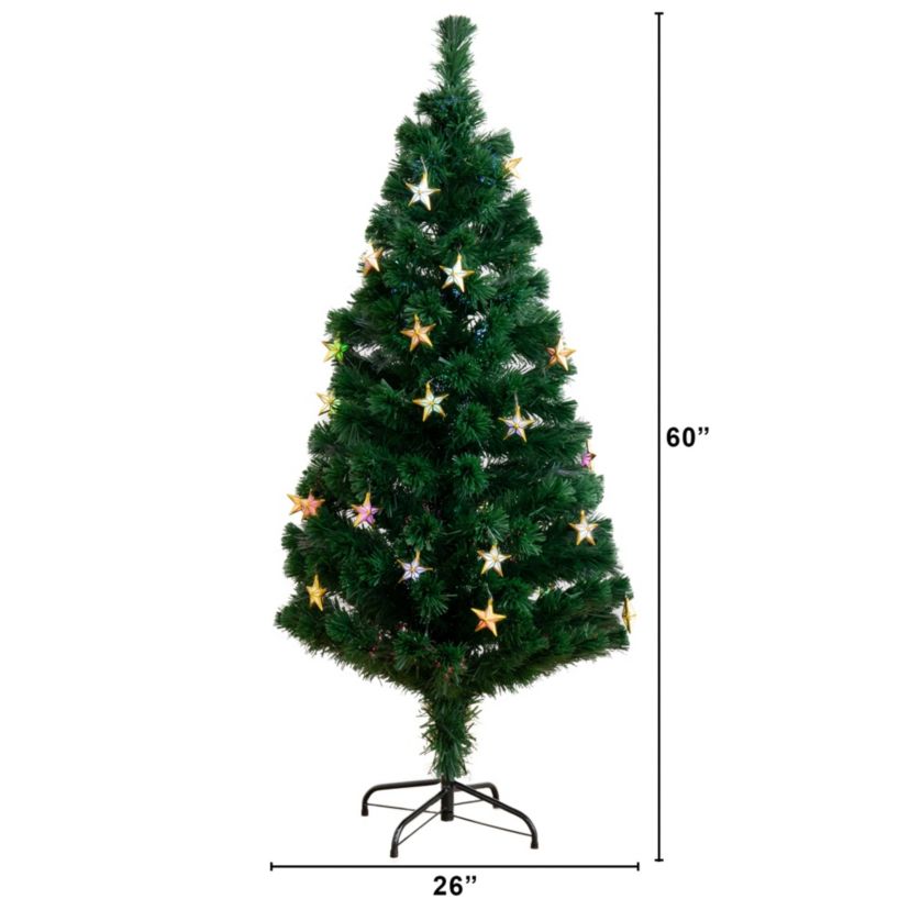 5-Foot Pre-Lit Fiber Optic Artificial Christmas Tree with 60 Colorful Star-Shaped LED Lights