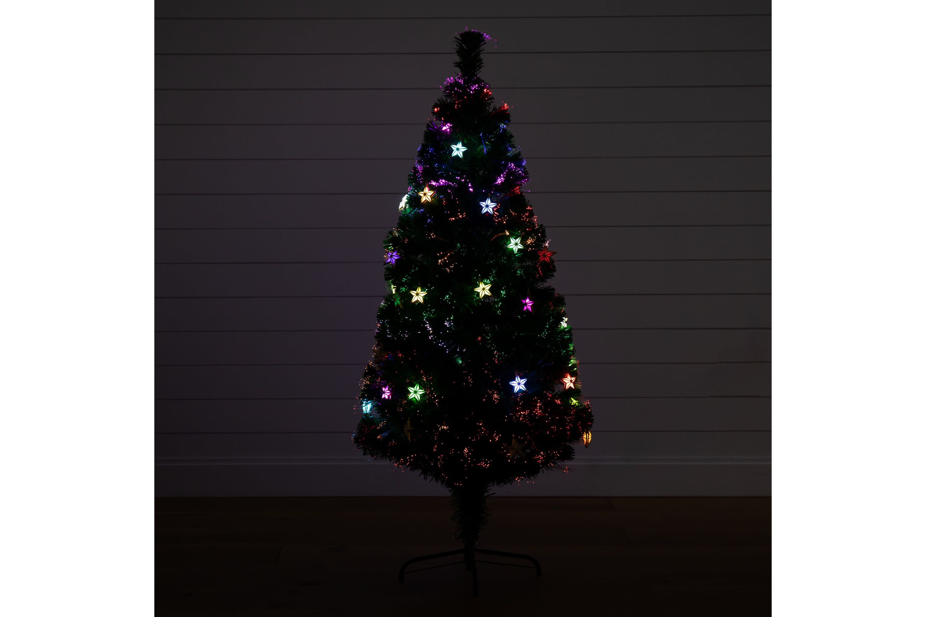 5-Foot Pre-Lit Fiber Optic Artificial Christmas Tree with 60 Colorful Star-Shaped LED Lights