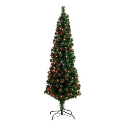 6-Foot Slim Pre-Lit Fiber Optic Artificial Christmas Tree with 282 Colorful LED Lights