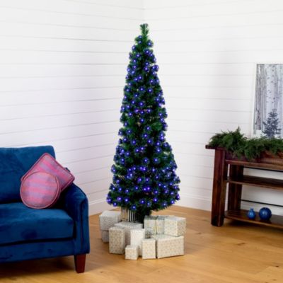 6-Foot Slim Pre-Lit Fiber Optic Artificial Christmas Tree with 282 Colorful LED Lights