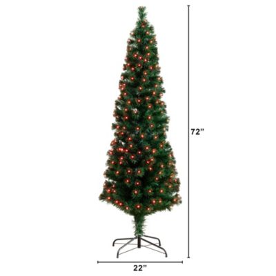 6-Foot Slim Pre-Lit Fiber Optic Artificial Christmas Tree with 282 Colorful LED Lights