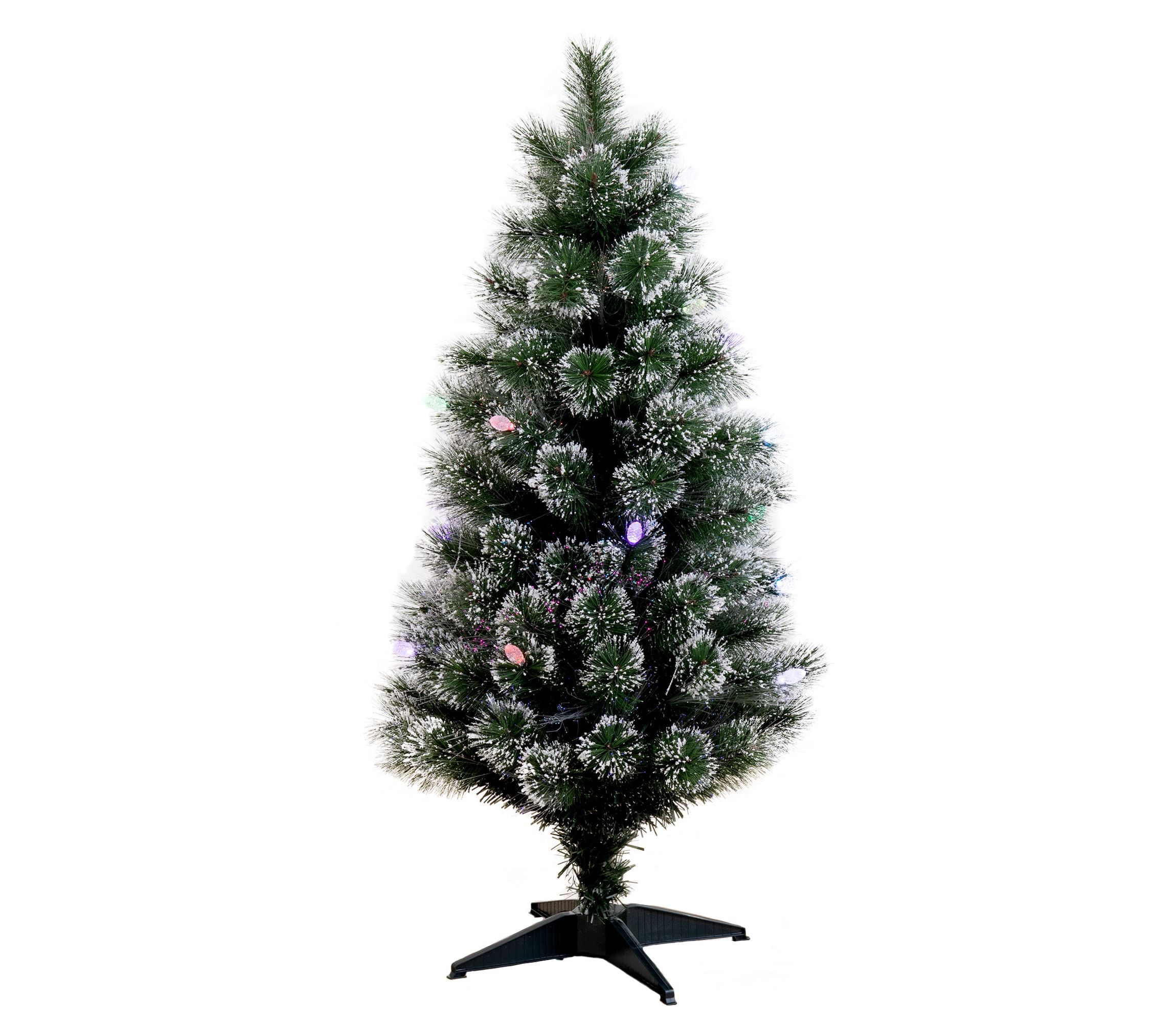 4-Foot Snowy Pre-Lit Fiber Optic Artificial Christmas Tree with 40 Colorful LED Lights