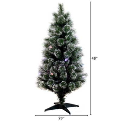 4-Foot Snowy Pre-Lit Fiber Optic Artificial Christmas Tree with 40 Colorful LED Lights