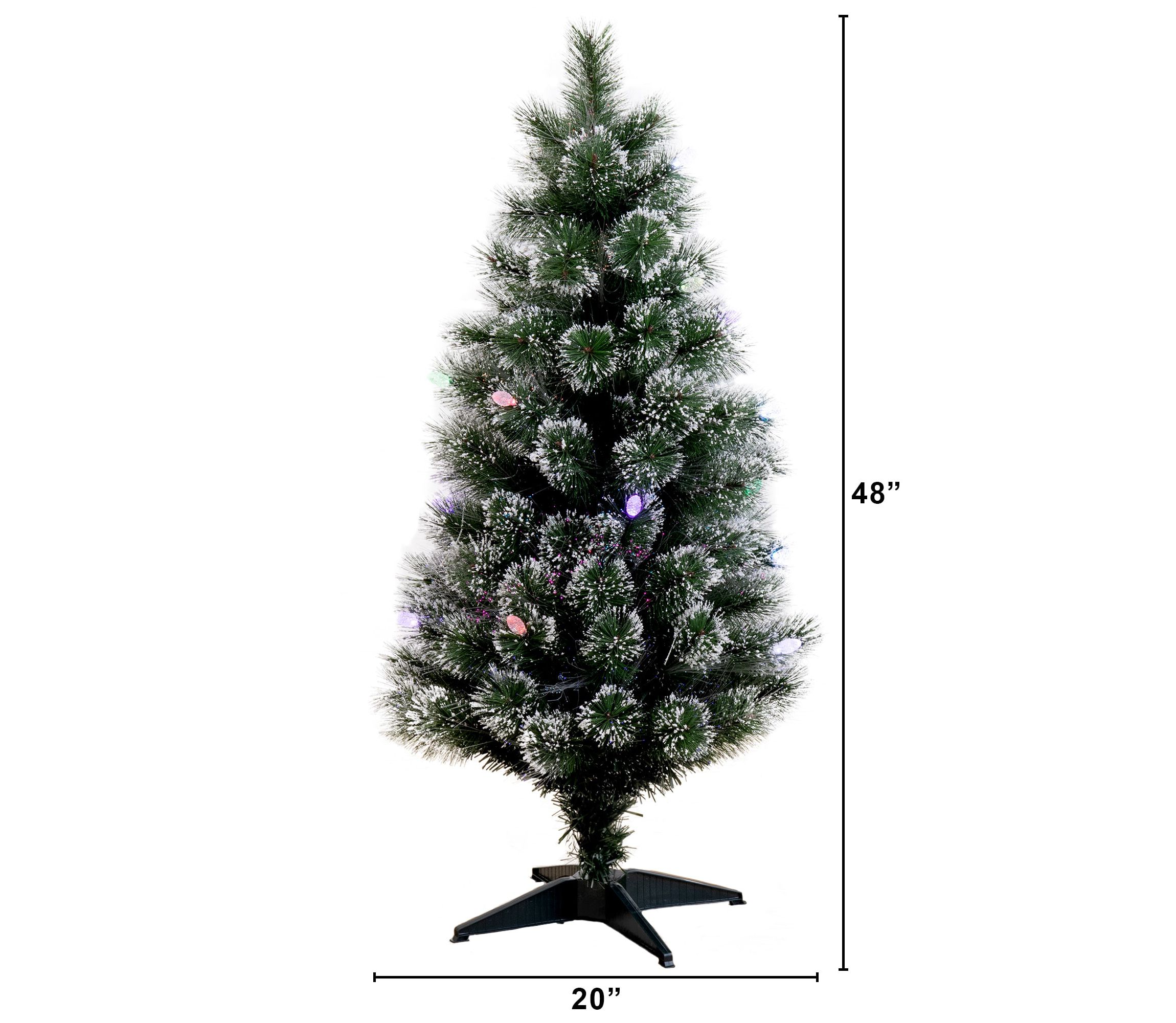 4-Foot Snowy Pre-Lit Fiber Optic Artificial Christmas Tree with 40 Colorful LED Lights