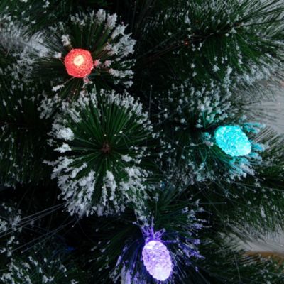 4-Foot Snowy Pre-Lit Fiber Optic Artificial Christmas Tree with 40 Colorful LED Lights