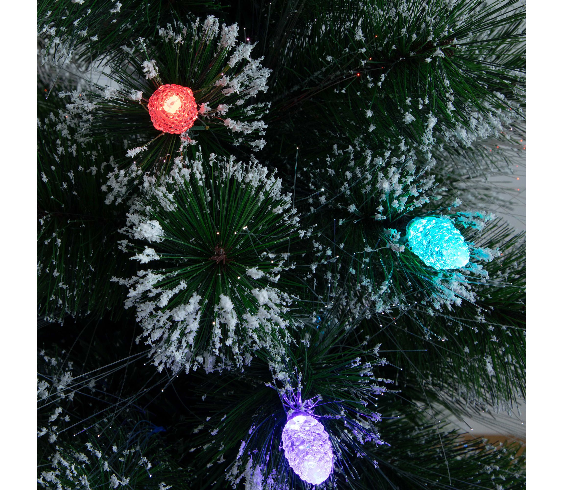 4-Foot Snowy Pre-Lit Fiber Optic Artificial Christmas Tree with 40 Colorful LED Lights