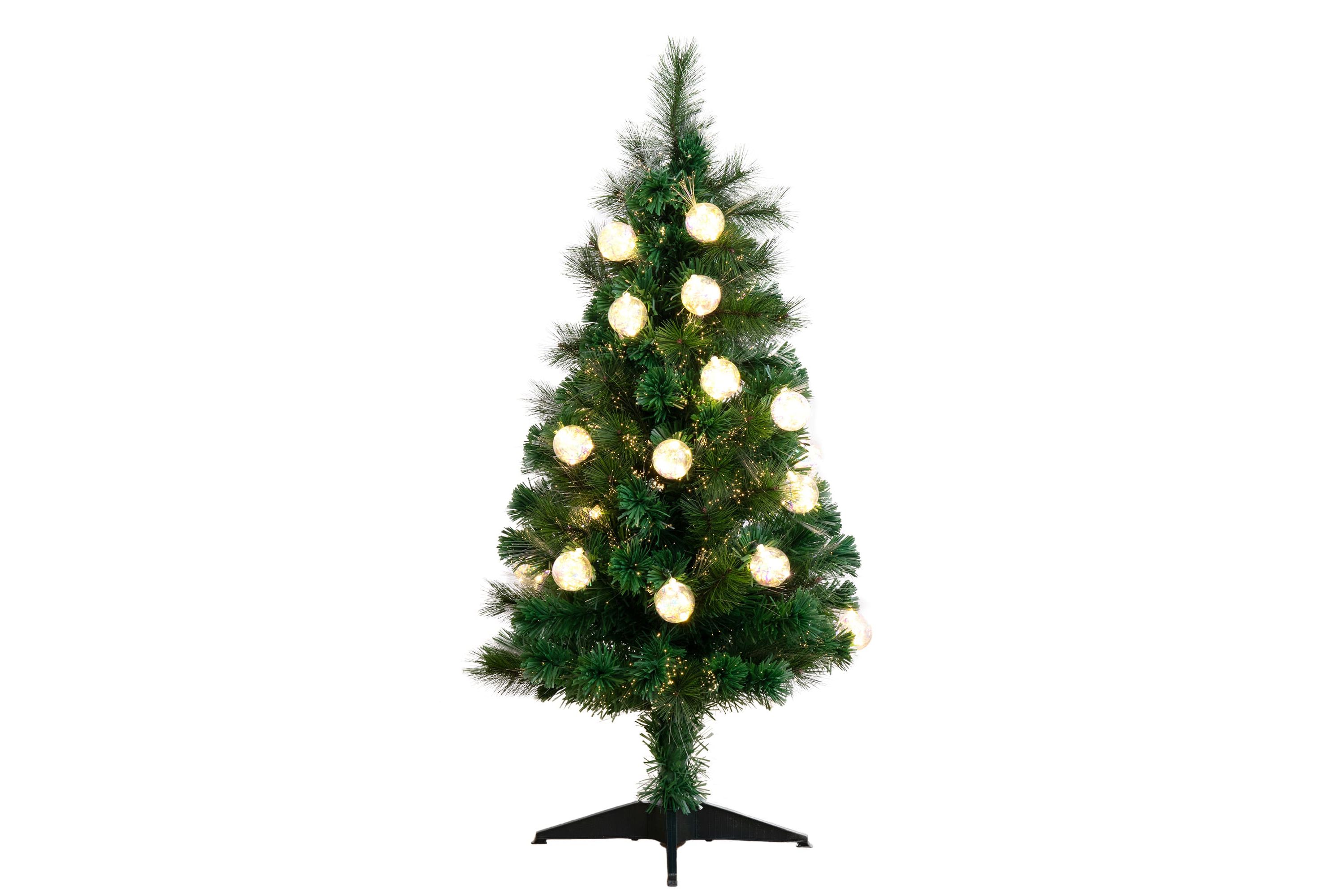 4-Foot Pre-Lit Fiber Optic Artificial Christmas Tree with Mixed Tips and 37 LED Warm White Ornament Lights