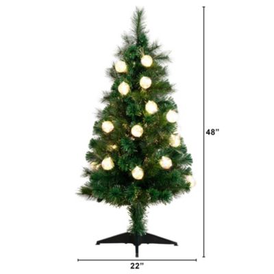 4-Foot Pre-Lit Fiber Optic Artificial Christmas Tree with Mixed Tips and 37 LED Warm White Ornament Lights