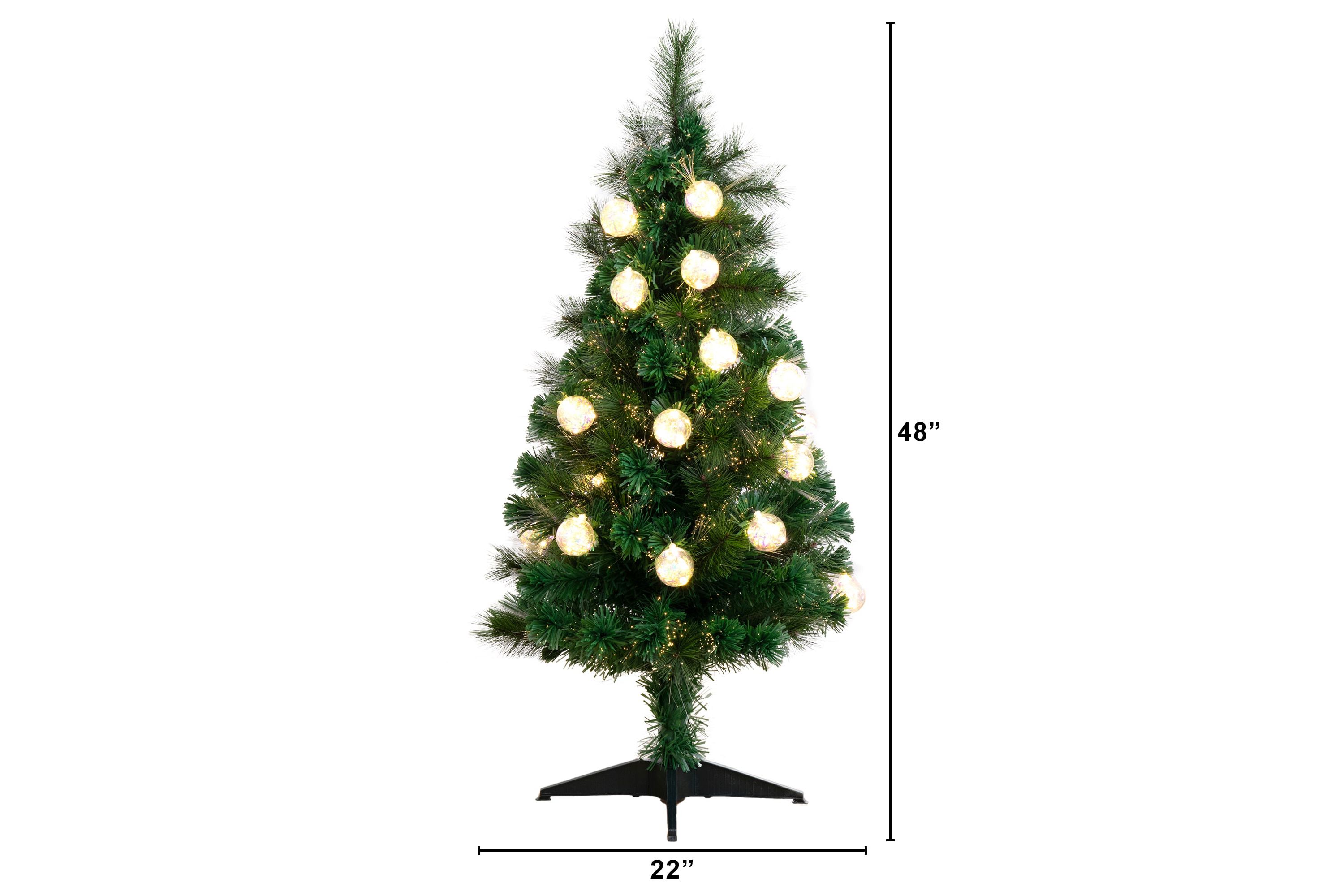 4-Foot Pre-Lit Fiber Optic Artificial Christmas Tree with Mixed Tips and 37 LED Warm White Ornament Lights