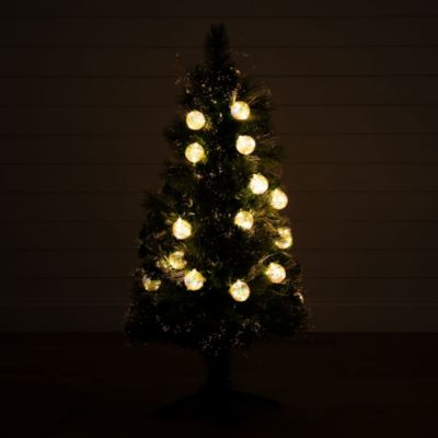 4-Foot Pre-Lit Fiber Optic Artificial Christmas Tree with Mixed Tips and 37 LED Warm White Ornament Lights