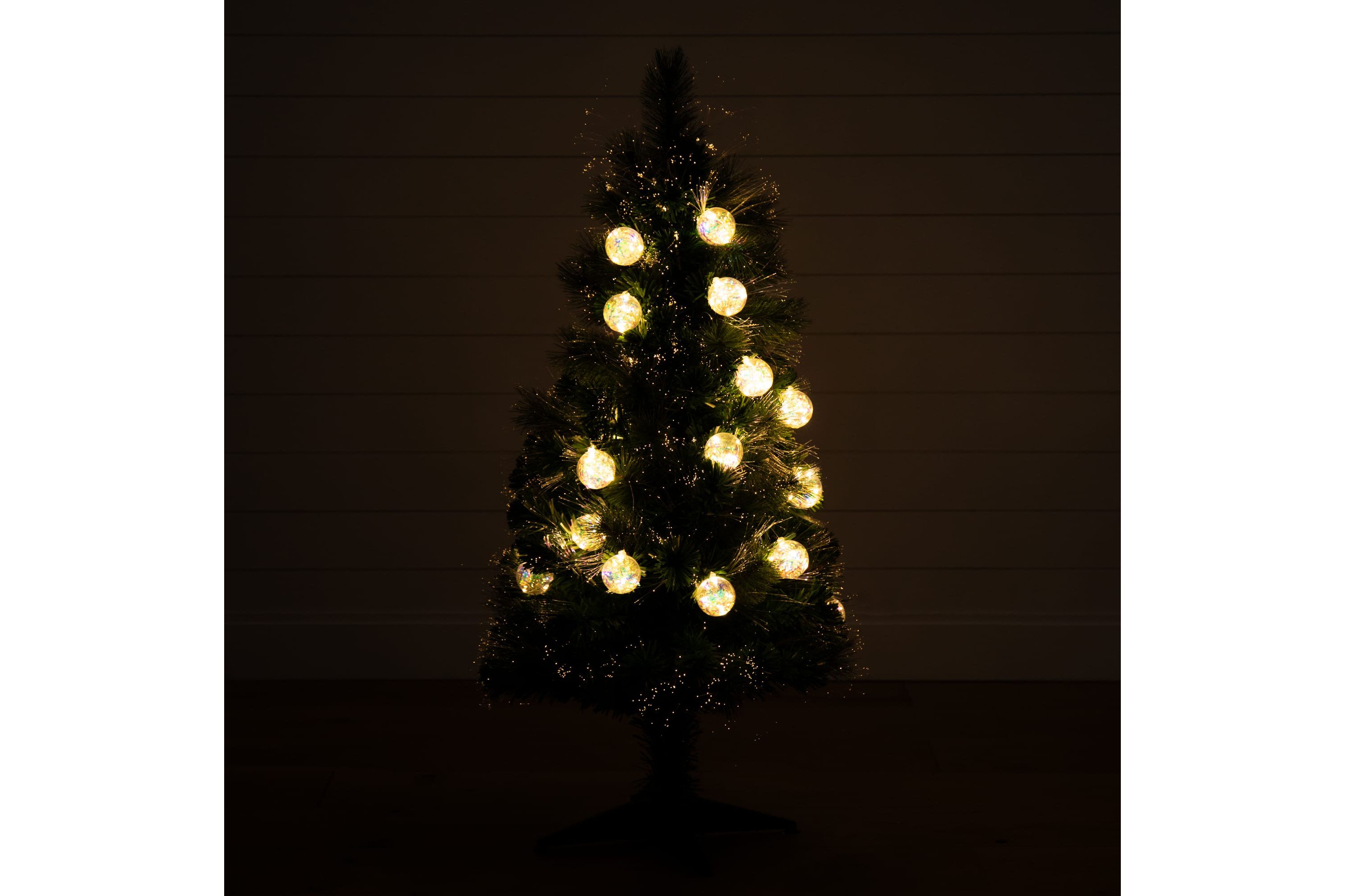 4-Foot Pre-Lit Fiber Optic Artificial Christmas Tree with Mixed Tips and 37 LED Warm White Ornament Lights