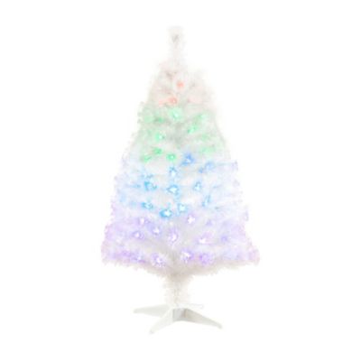 4-Foot White Pre-Lit Fiber Optic Artificial Christmas Tree with 120 Colorful LED Lights and Remote Control Light Show