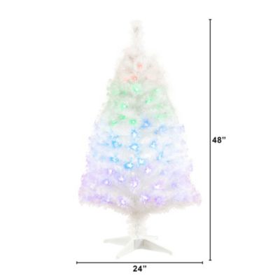 4-Foot White Pre-Lit Fiber Optic Artificial Christmas Tree with 120 Colorful LED Lights and Remote Control Light Show