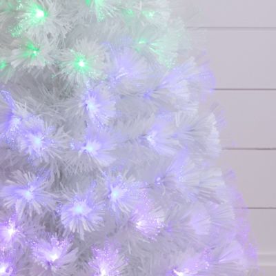 4-Foot White Pre-Lit Fiber Optic Artificial Christmas Tree with 120 Colorful LED Lights and Remote Control Light Show