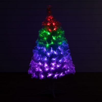 4-Foot White Pre-Lit Fiber Optic Artificial Christmas Tree with 120 Colorful LED Lights and Remote Control Light Show