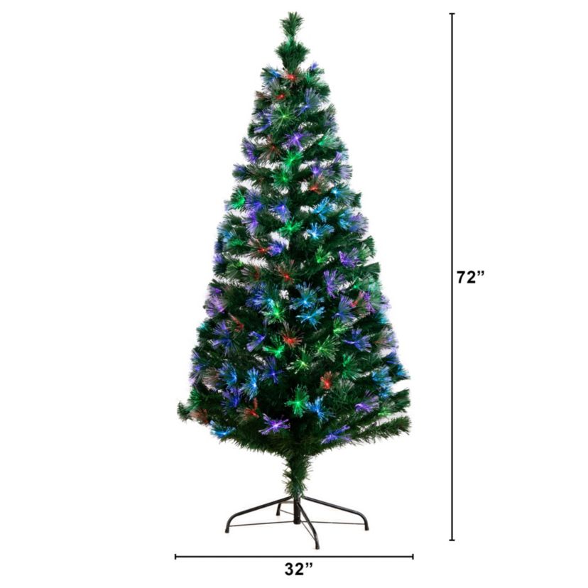 6-Foot Pre-Lit Fiber Optic Artificial Christmas Tree with 220 Colorful LED Lights and Remote Control Light Show