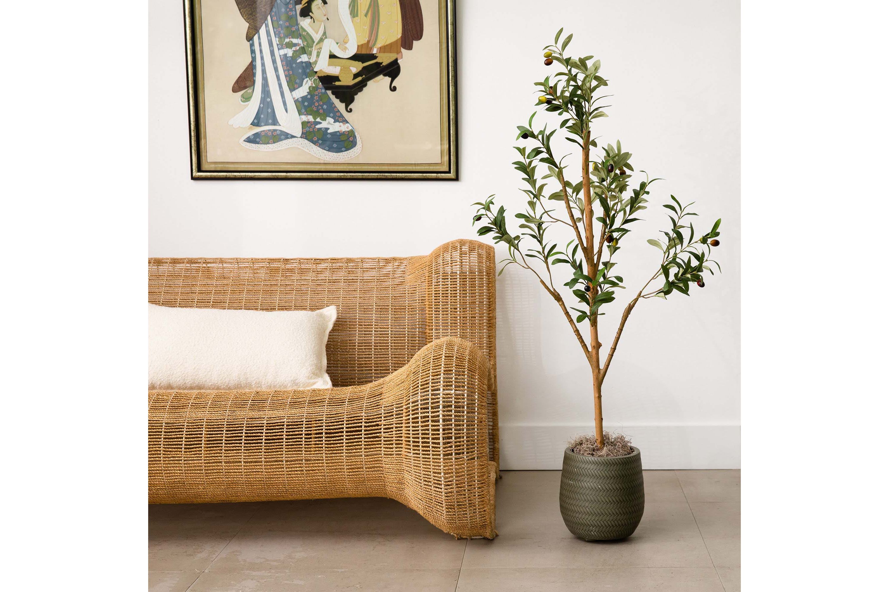 4ft. Artificial Olive Tree with Natural Trunk