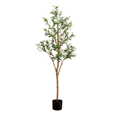 Nearly Natural 5ft. Artificial Olive Tree with Natural Trunk, Green