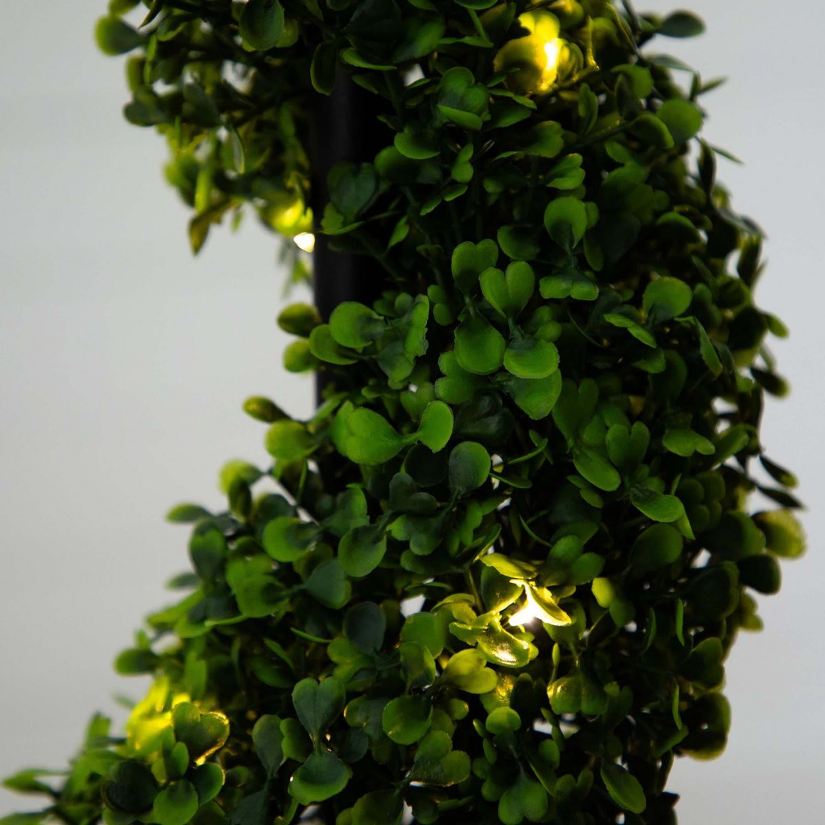 45in. UV Resistant Artificial Boxwood Spiral Topiary Tree with LED Lights in Decorative Planter (Indoor/Outdoor)