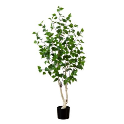 Nearly Natural 5ft. Artificial Birch Tree with Real Touch Leaves, Green