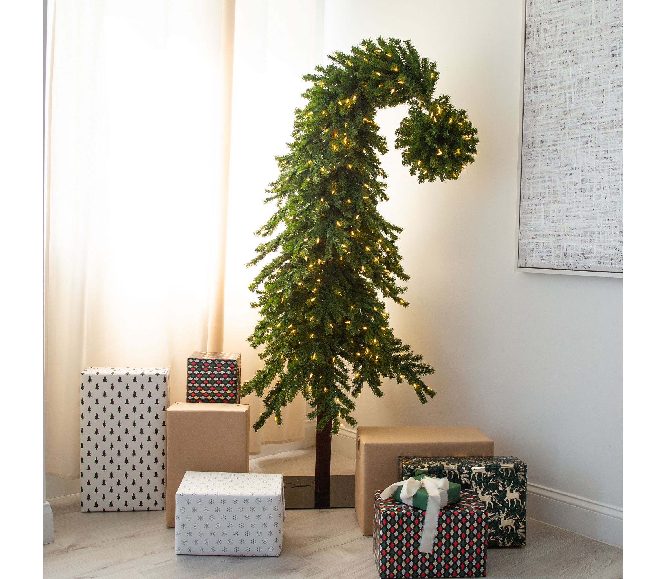 7ft. Holiday Green Santa’s Hat Christmas Tree with 500 LED Lights and 1275 Bendable Branches