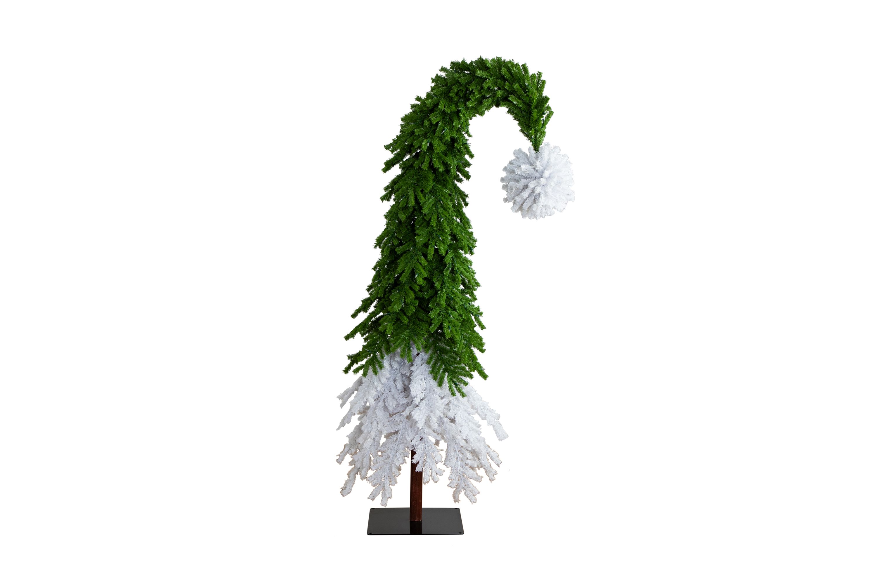 9ft. Holiday Green & White Santa’s Hat Christmas Tree with 600 LED Lights and 1992 Bendable Branches