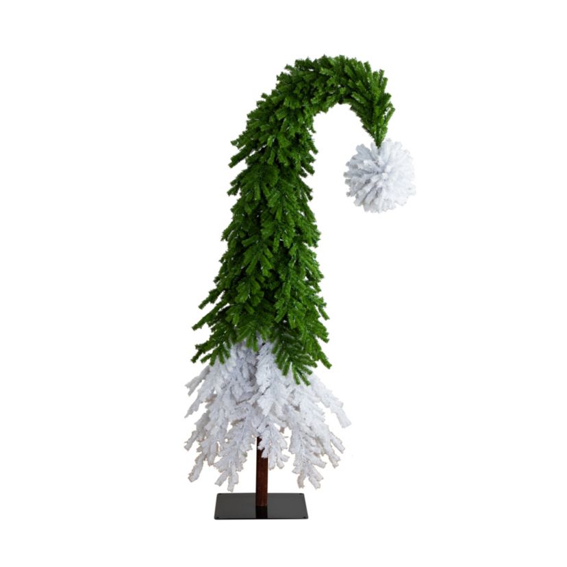 9ft. Holiday Green & White Santa’s Hat Christmas Tree with 600 LED Lights and 1992 Bendable Branches