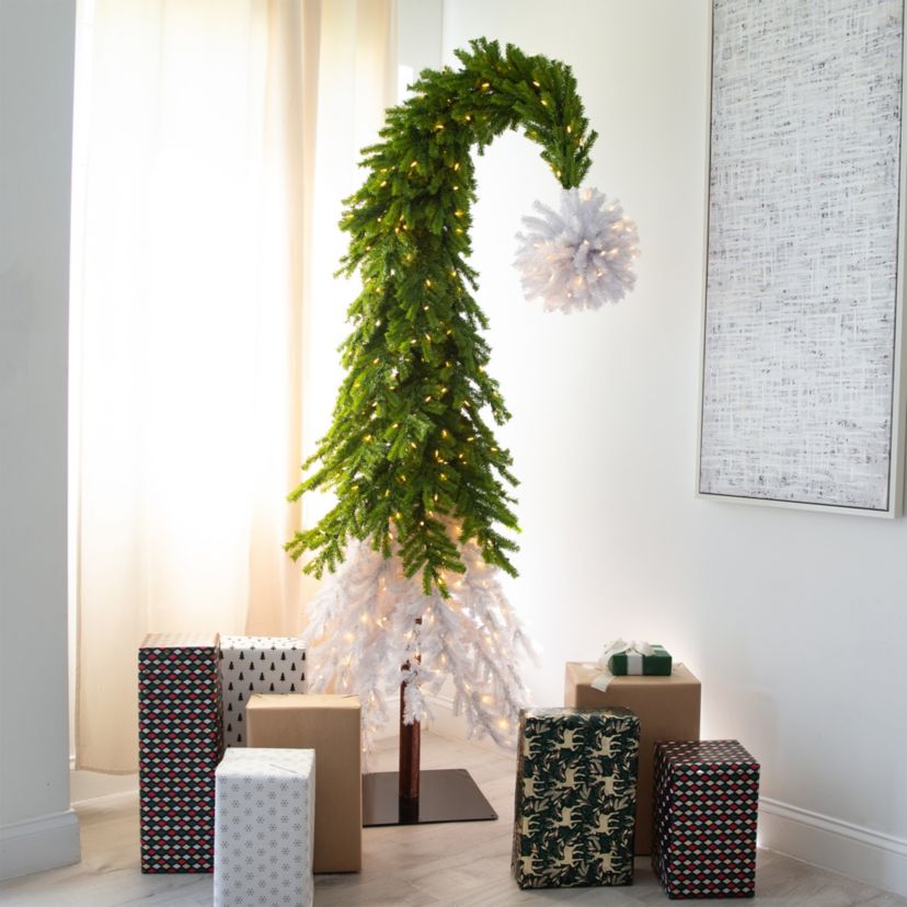9ft. Holiday Green & White Santa’s Hat Christmas Tree with 600 LED Lights and 1992 Bendable Branches