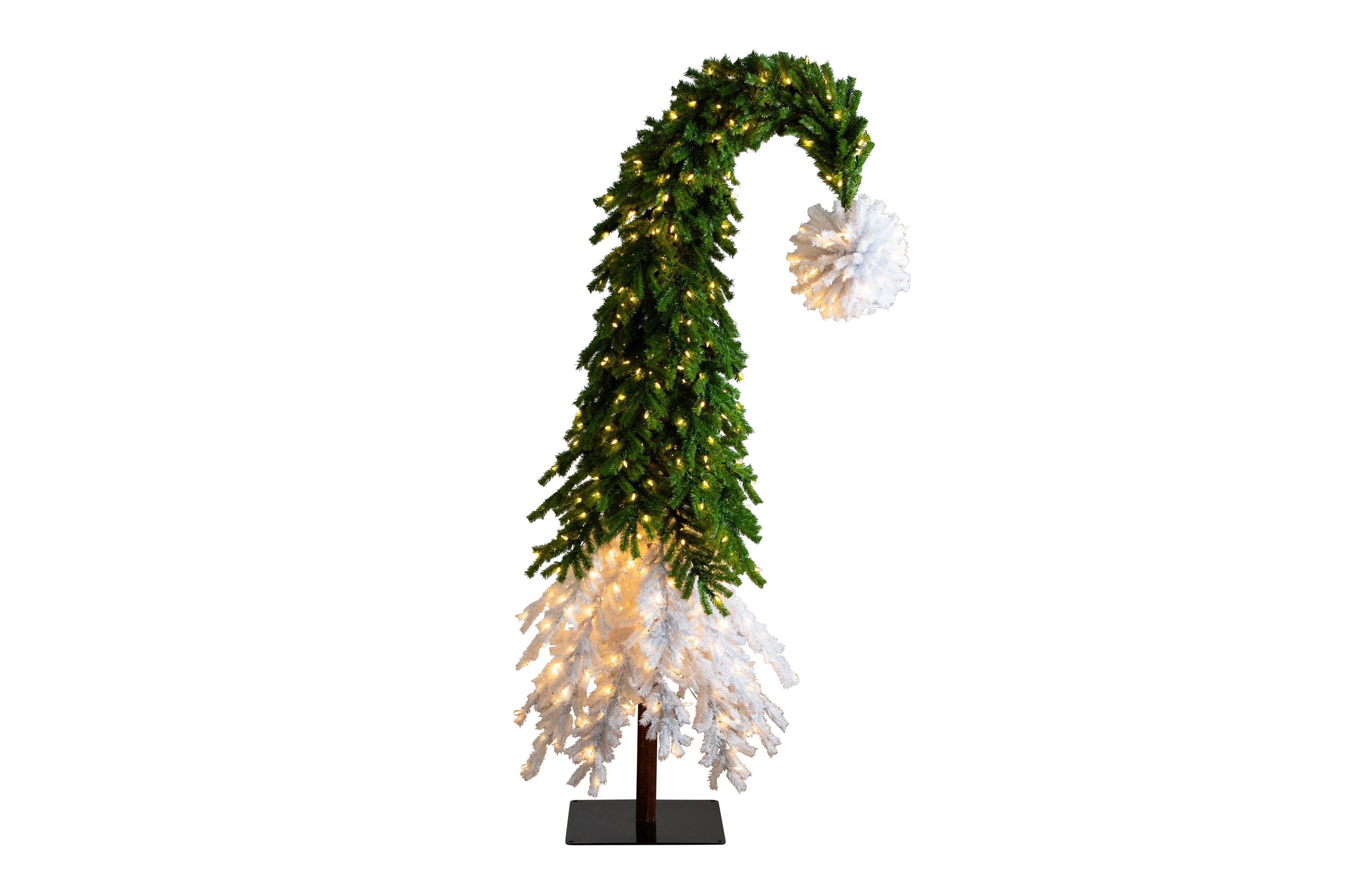 9ft. Holiday Green & White Santa’s Hat Christmas Tree with 600 LED Lights and 1992 Bendable Branches