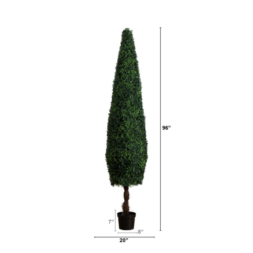 8ft. UV Resistant Artificial Boxwood Topiary Cone Tree (Indoor/Outdoor)