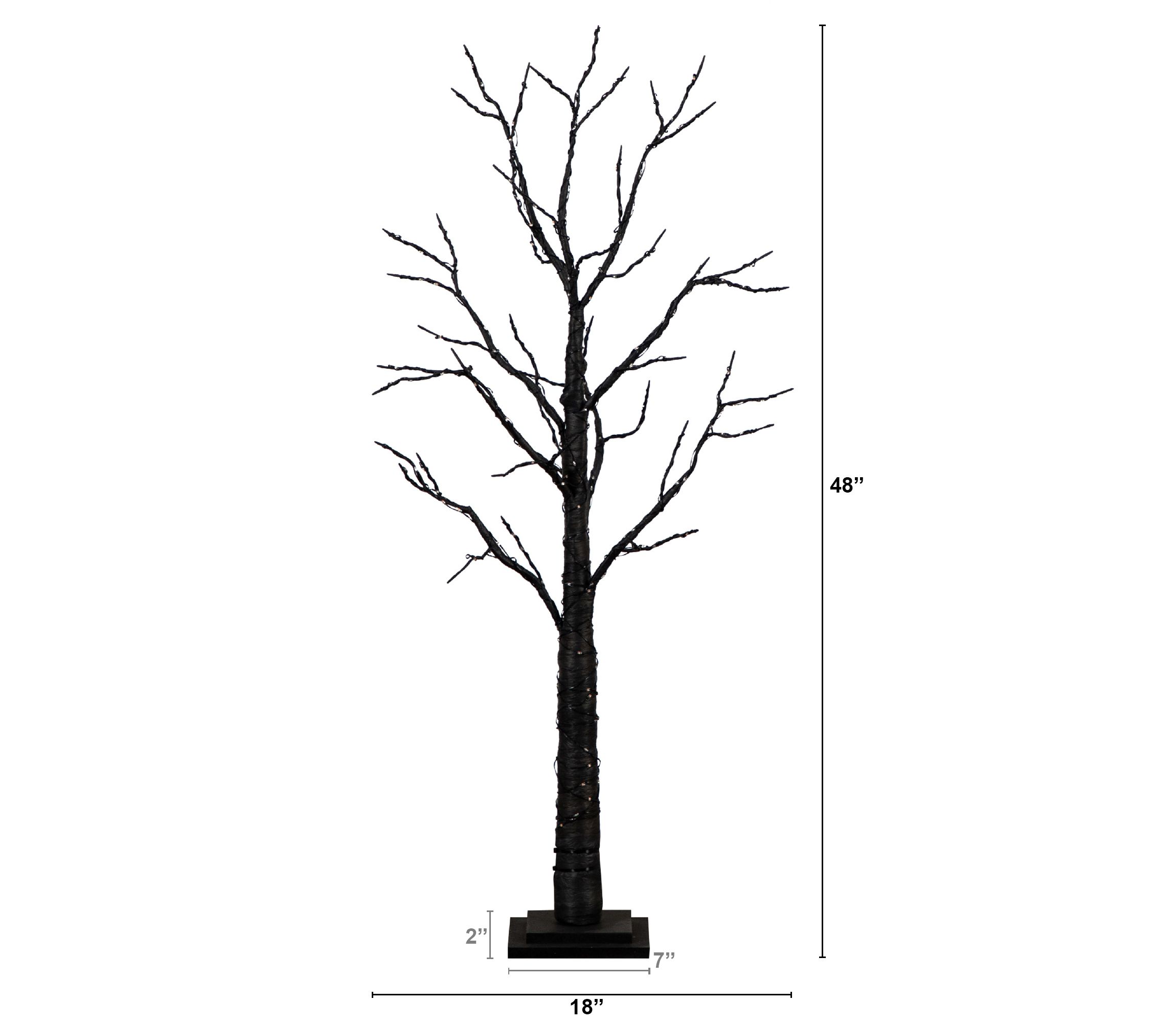 4ft. Pre-Lit Halloween Black Twig Artificial Fall Tree with 240 Orange and Purple LED Lights