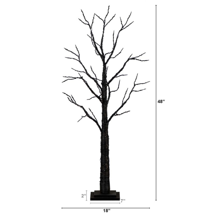 4ft. Pre-Lit Halloween Black Twig Artificial Fall Tree with 240 Orange and Purple LED Lights