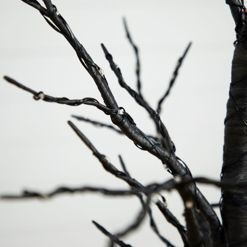4ft. Pre-Lit Halloween Black Twig Artificial Fall Tree with 240 Orange and Purple LED Lights