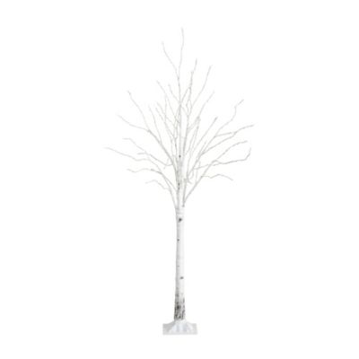 Nearly Natural 3ft. Pre-Lit Artificial White Birch Tree with 92 Warm White LED Lights, 3 Foot