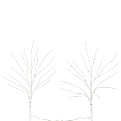 Nearly Natural 24in. Pre-Lit Artificial White Birch Branches with 80 Warm White LED Lights - Set of 2, 2 Foot