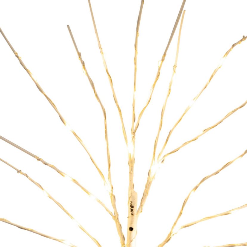 24in. Pre-Lit Artificial White Birch Branches with 80 Warm White LED Lights - Set of 2