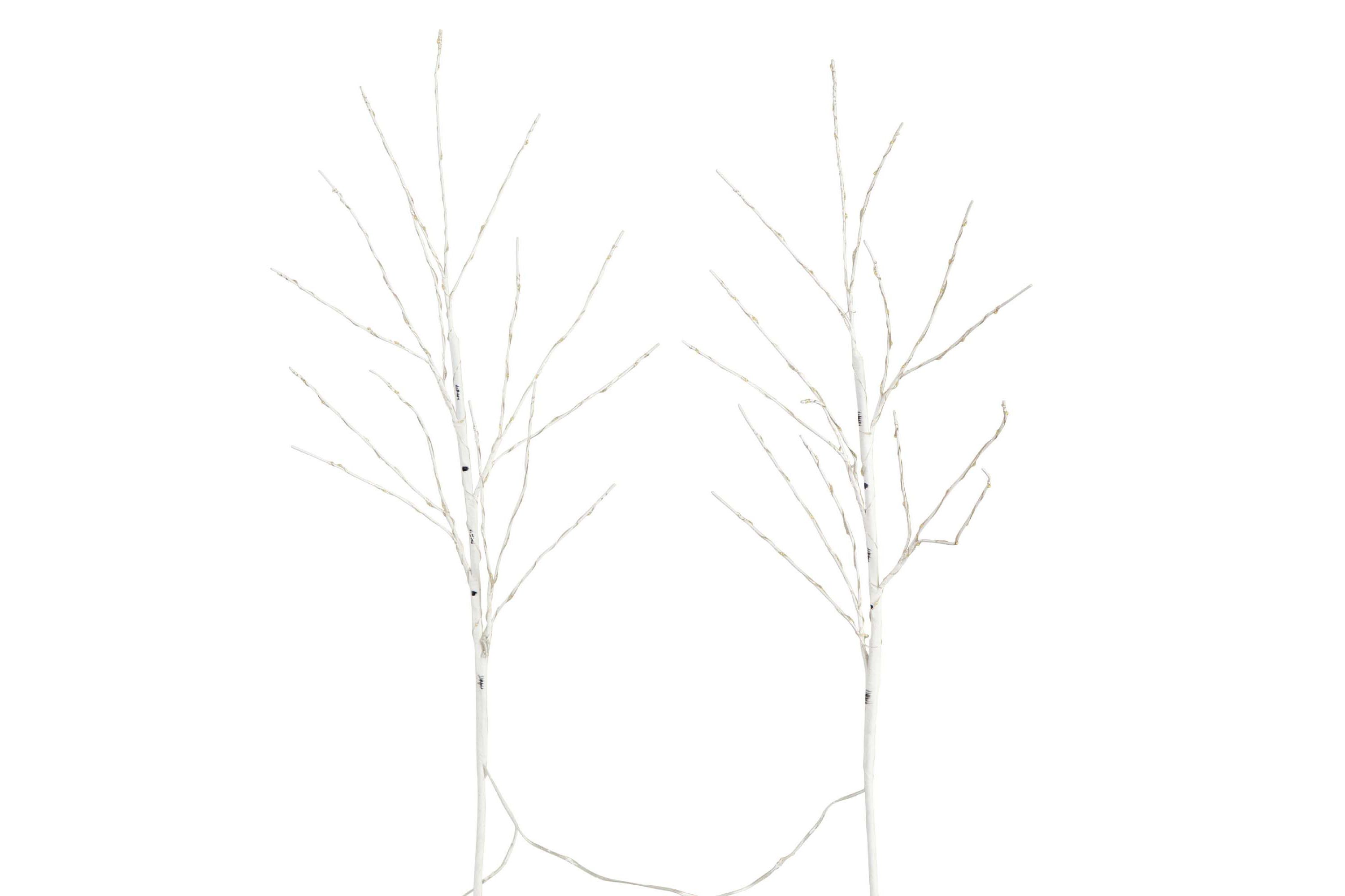 36in. Pre-Lit Artificial White Birch Branches with 150 Warm White LED Lights - Set of 2