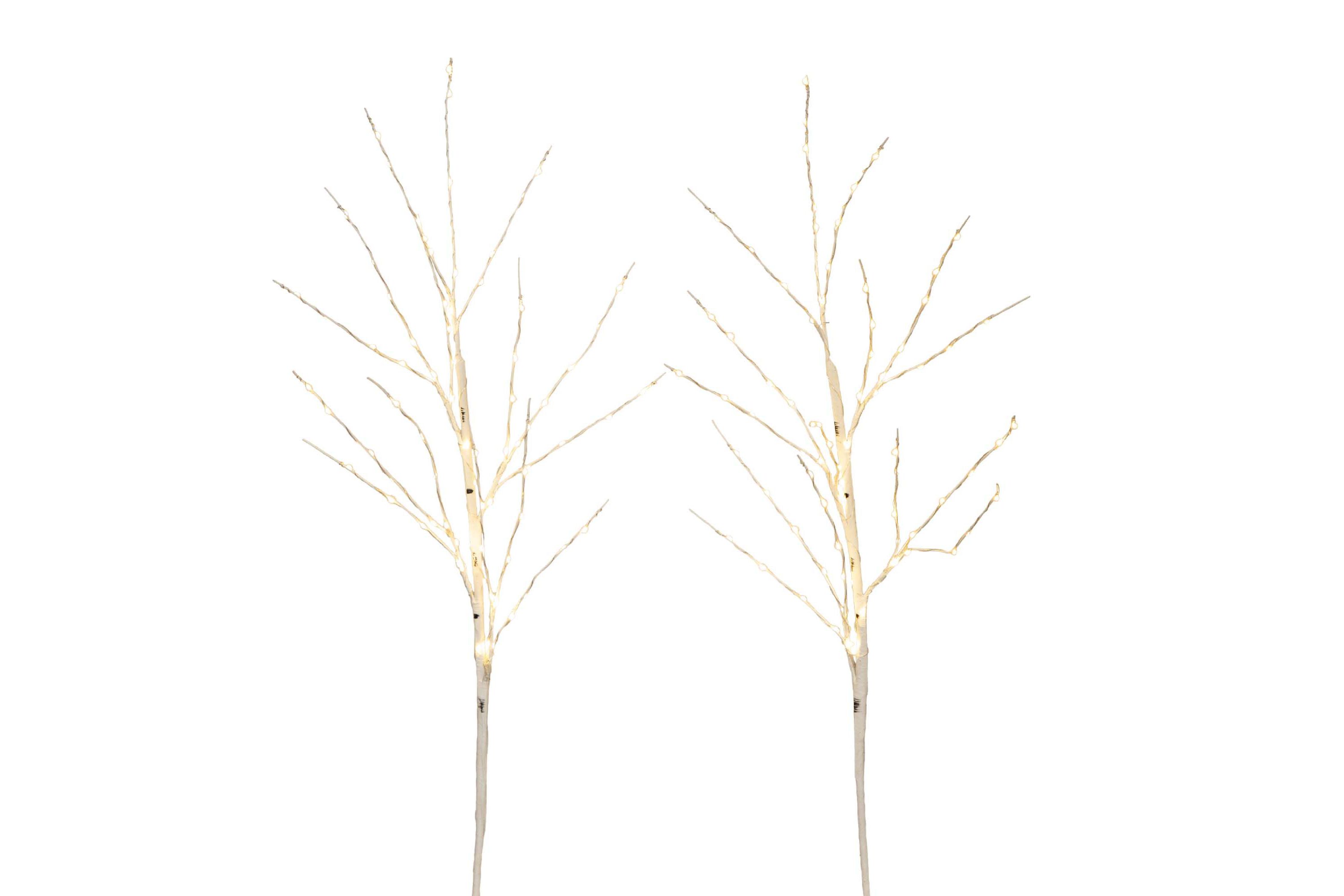 36in. Pre-Lit Artificial White Birch Branches with 150 Warm White LED Lights - Set of 2