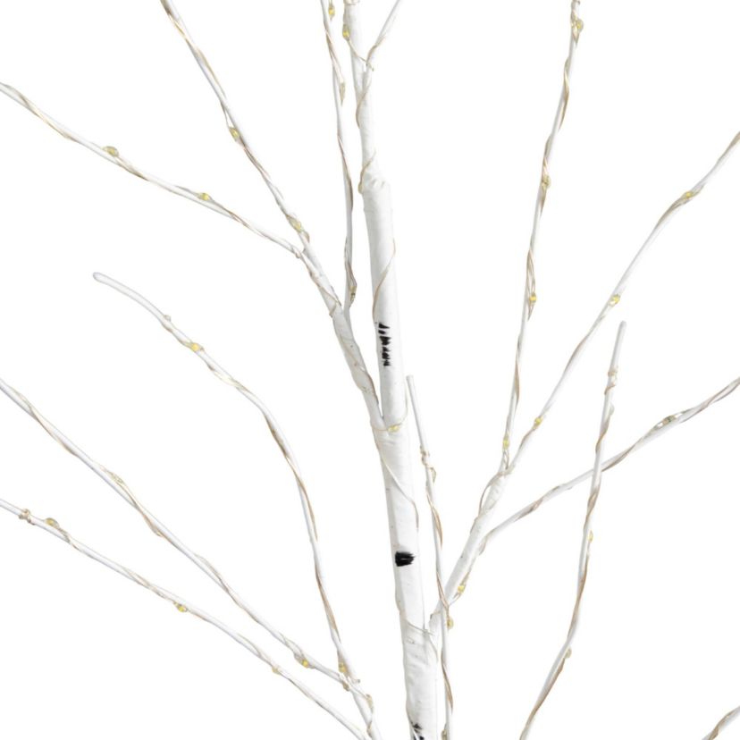 36in. Pre-Lit Artificial White Birch Branches with 150 Warm White LED Lights - Set of 2