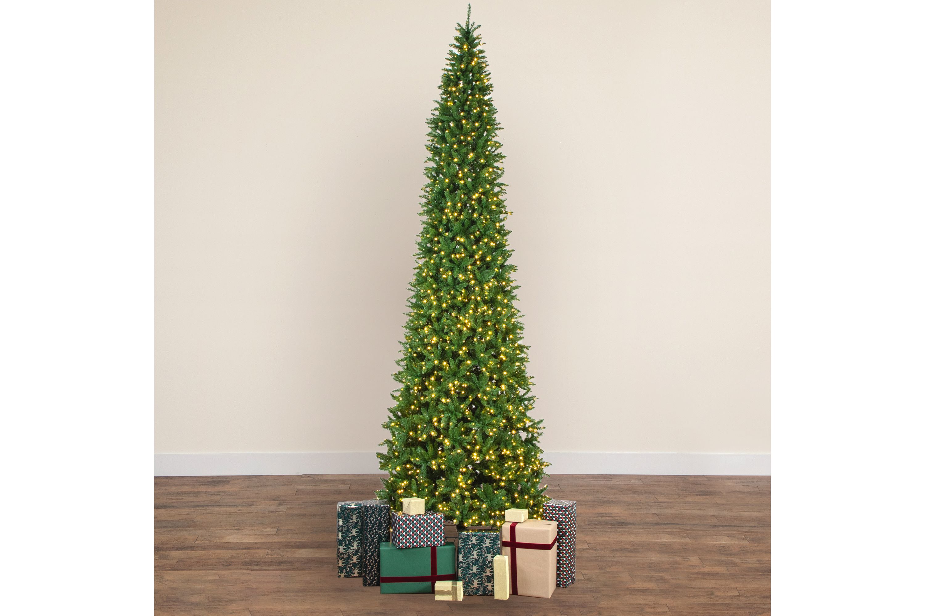 15ft. Artificial Slim Green Mountain Pine Christmas Tree with 1900 Warm White LED Lights and 5460 Branches
