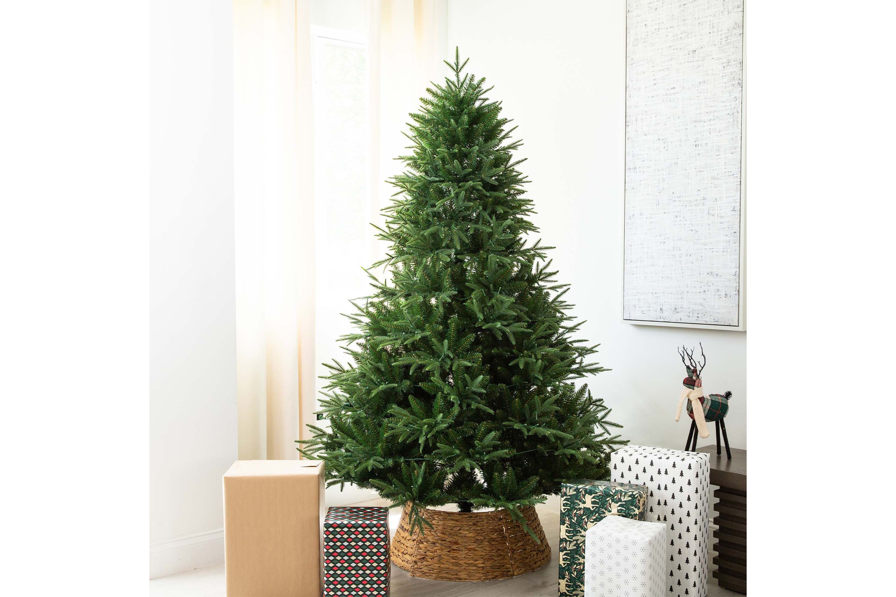 Nearly Natural 7ft. Pre-Lit Artificial Edmonton Fir Light Show Memory ...