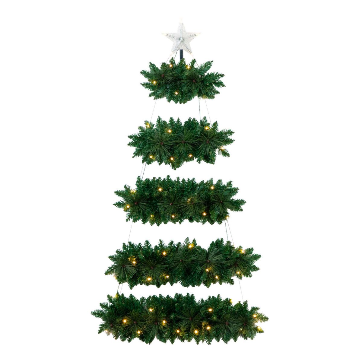 5ft. Artificial Wall Hanging Christmas Tree with 50 Warm White LED Lights