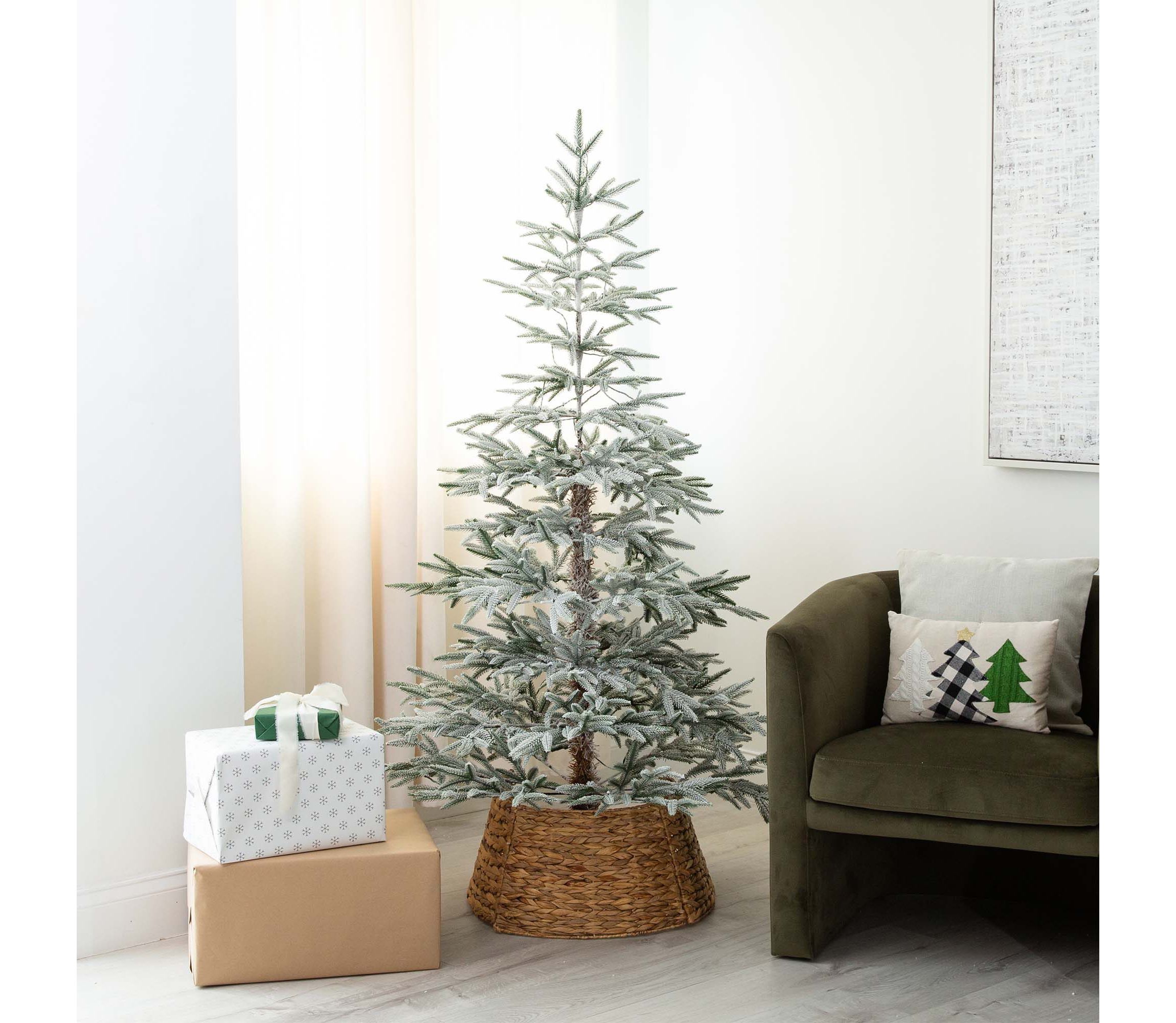 6ft. Pre-Lit Artificial Flocked Woodland Fir Christmas Tree with 150 Warm White LED Lights