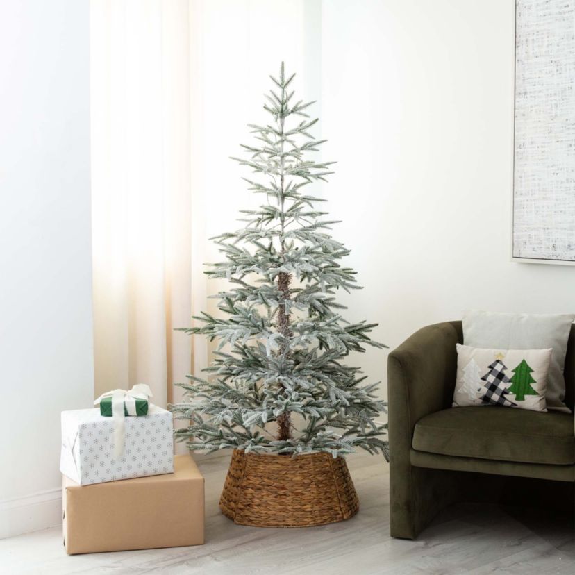 6ft. Pre-Lit Artificial Flocked Woodland Fir Christmas Tree with 150 Warm White LED Lights