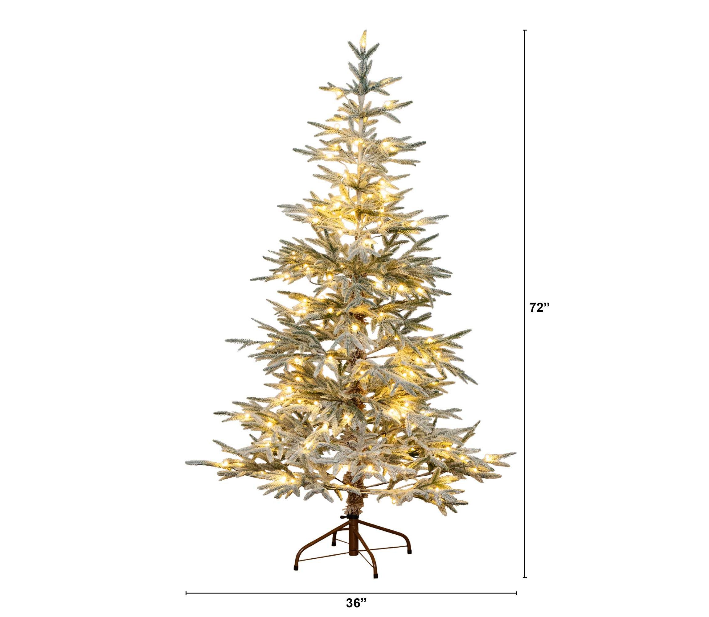 6ft. Pre-Lit Artificial Flocked Woodland Fir Christmas Tree with 150 Warm White LED Lights