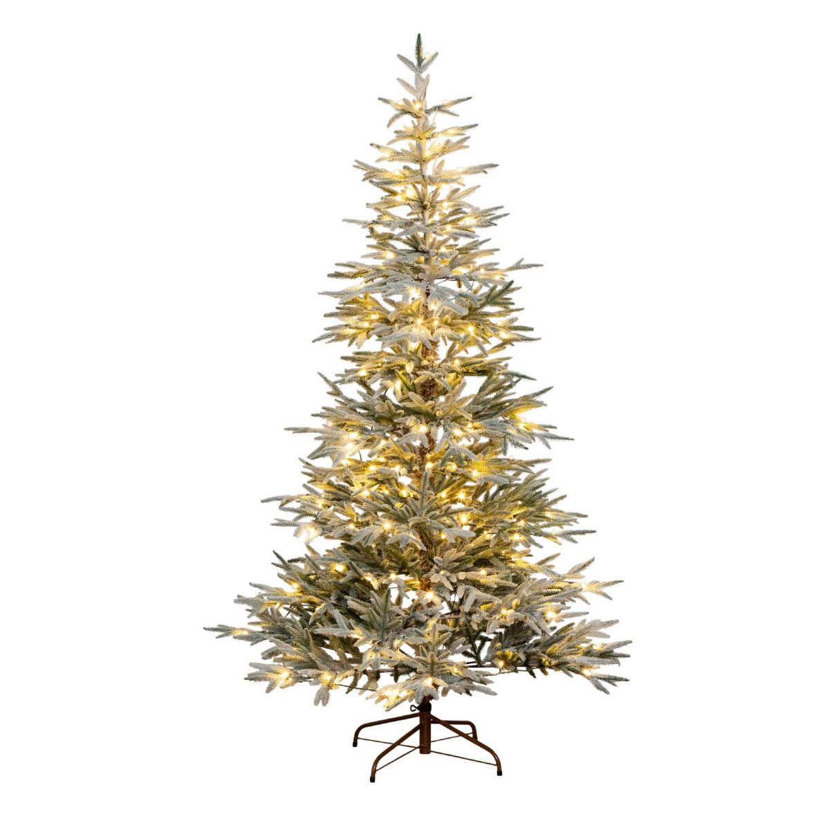 7ft. Pre-Lit Artificial Flocked Woodland Fir Christmas Tree with 200 Warm White LED Lights