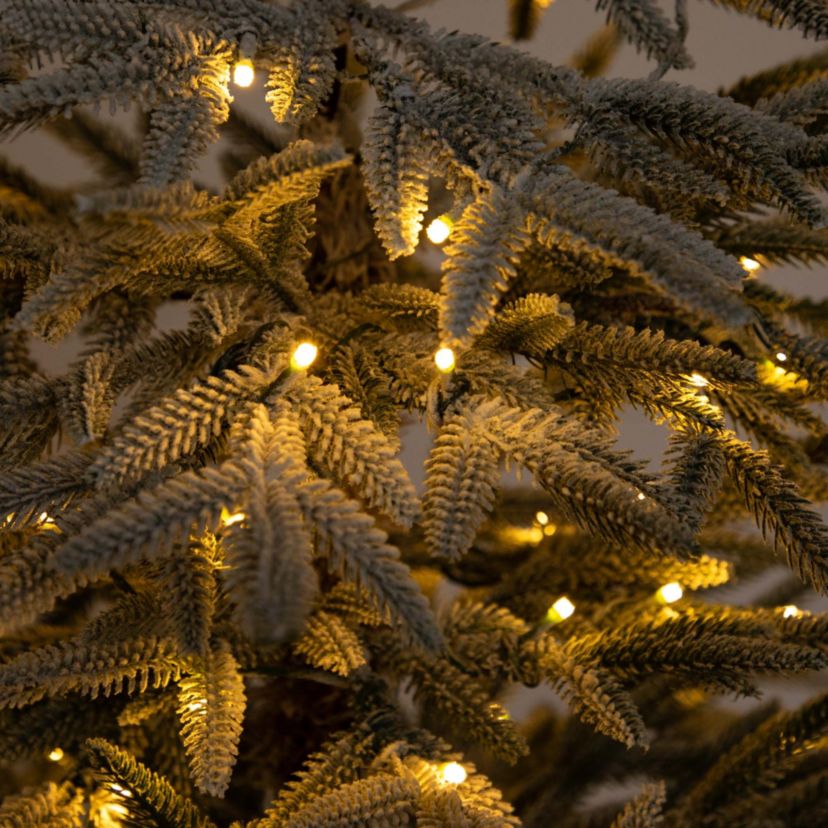 7ft. Pre-Lit Artificial Flocked Woodland Fir Christmas Tree with 200 Warm White LED Lights